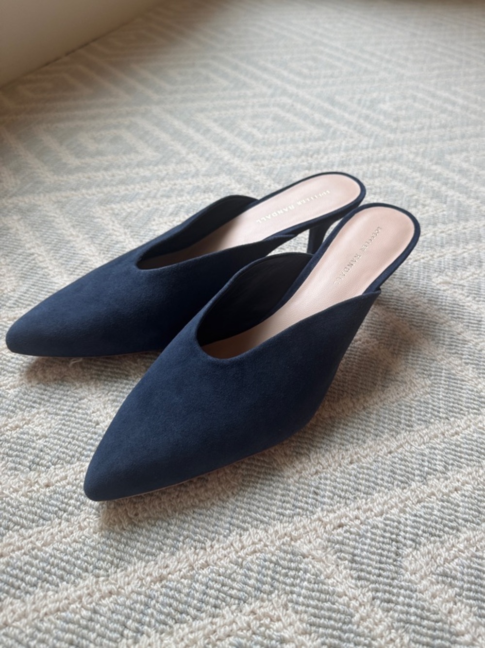 Juno Suede Kitten Heel Mules in Navy - Loeffler Randall